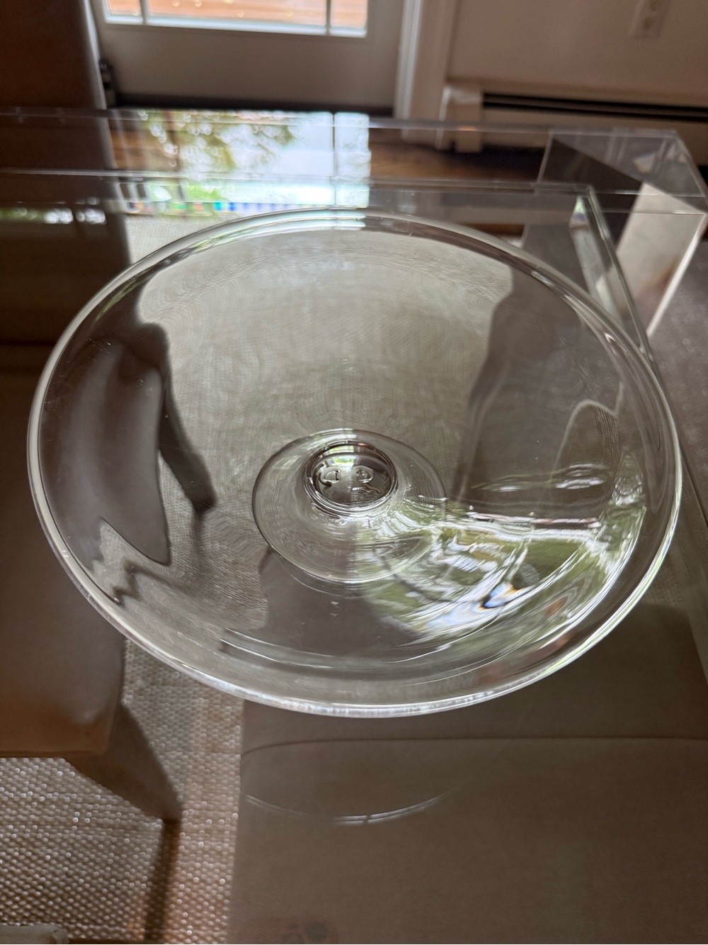 Simon Pearce Hand Blown Clear Crystal Pedestal Compote Centerpiece Bowl